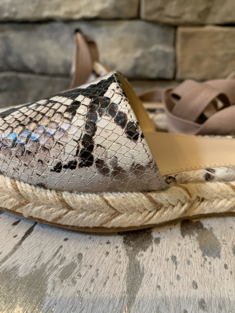 Vince Camuto Jeliany Snakeskin Print Ankle Wrap Espadrille Sandals - Picture 10 of 11